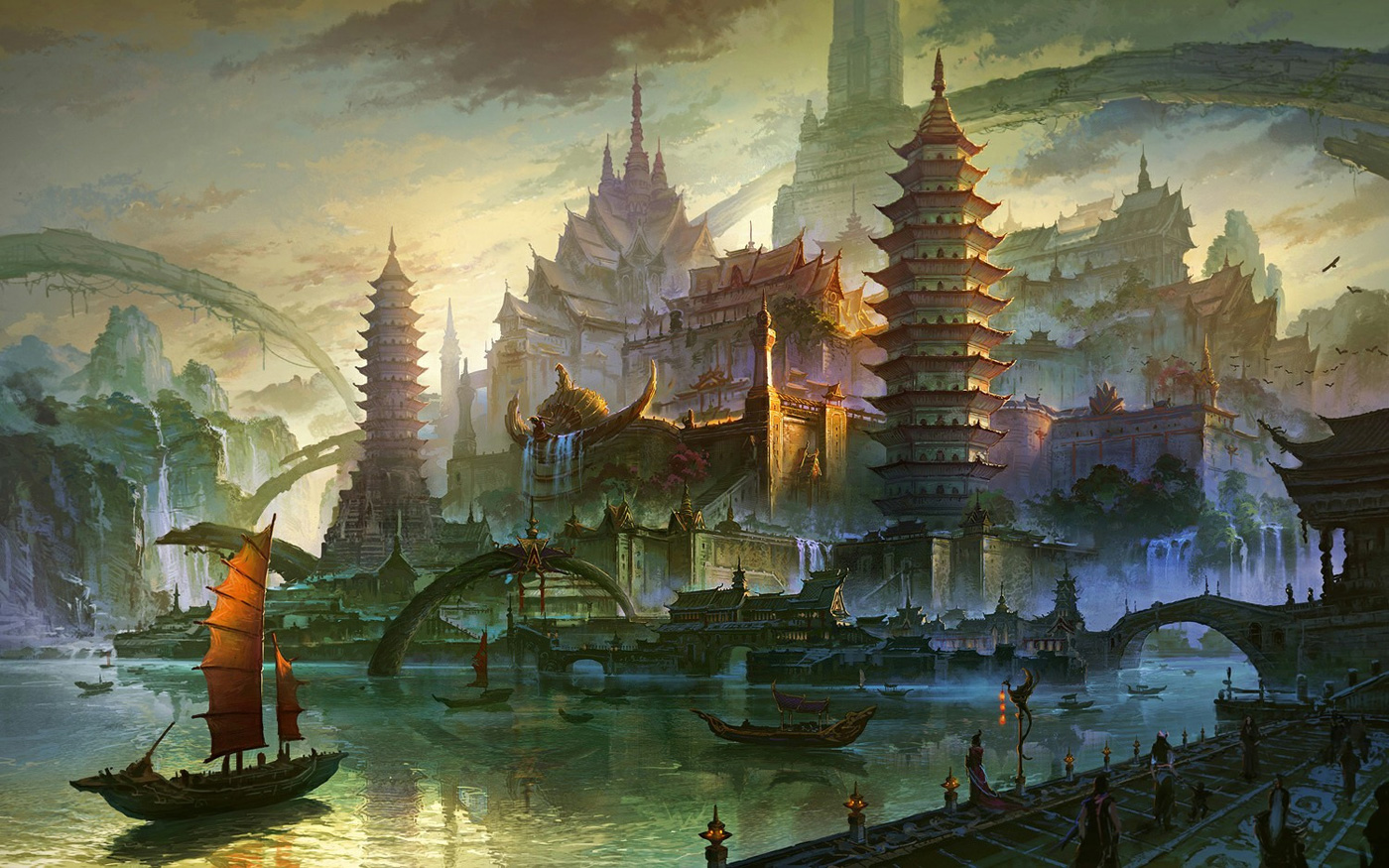 Les environnements spectaculaires en digital painting de Fan Ming