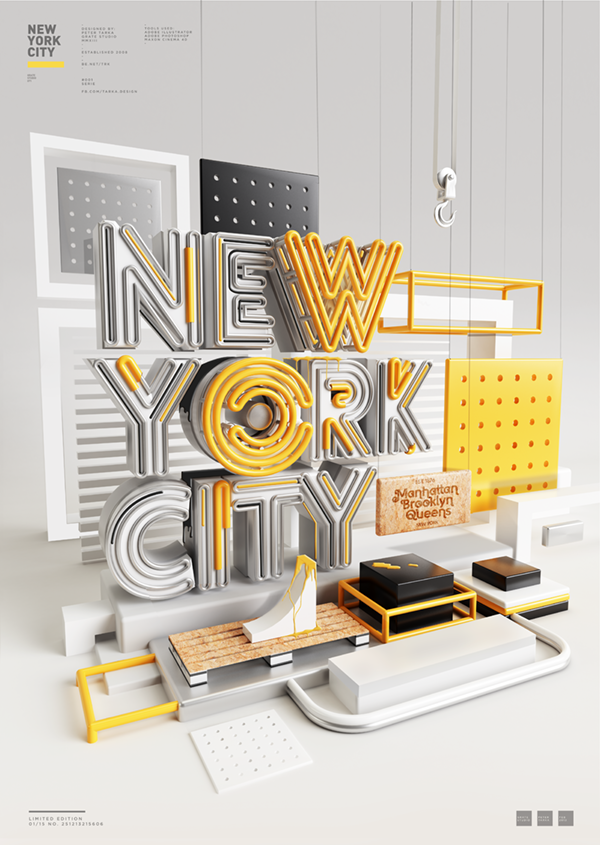 Les illustrations et typographies créatives 3D du graphic designer Peter Tarka