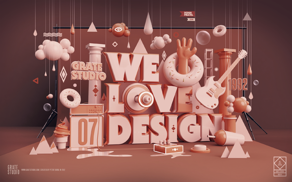 Les illustrations et typographies créatives 3D du graphic designer Peter Tarka