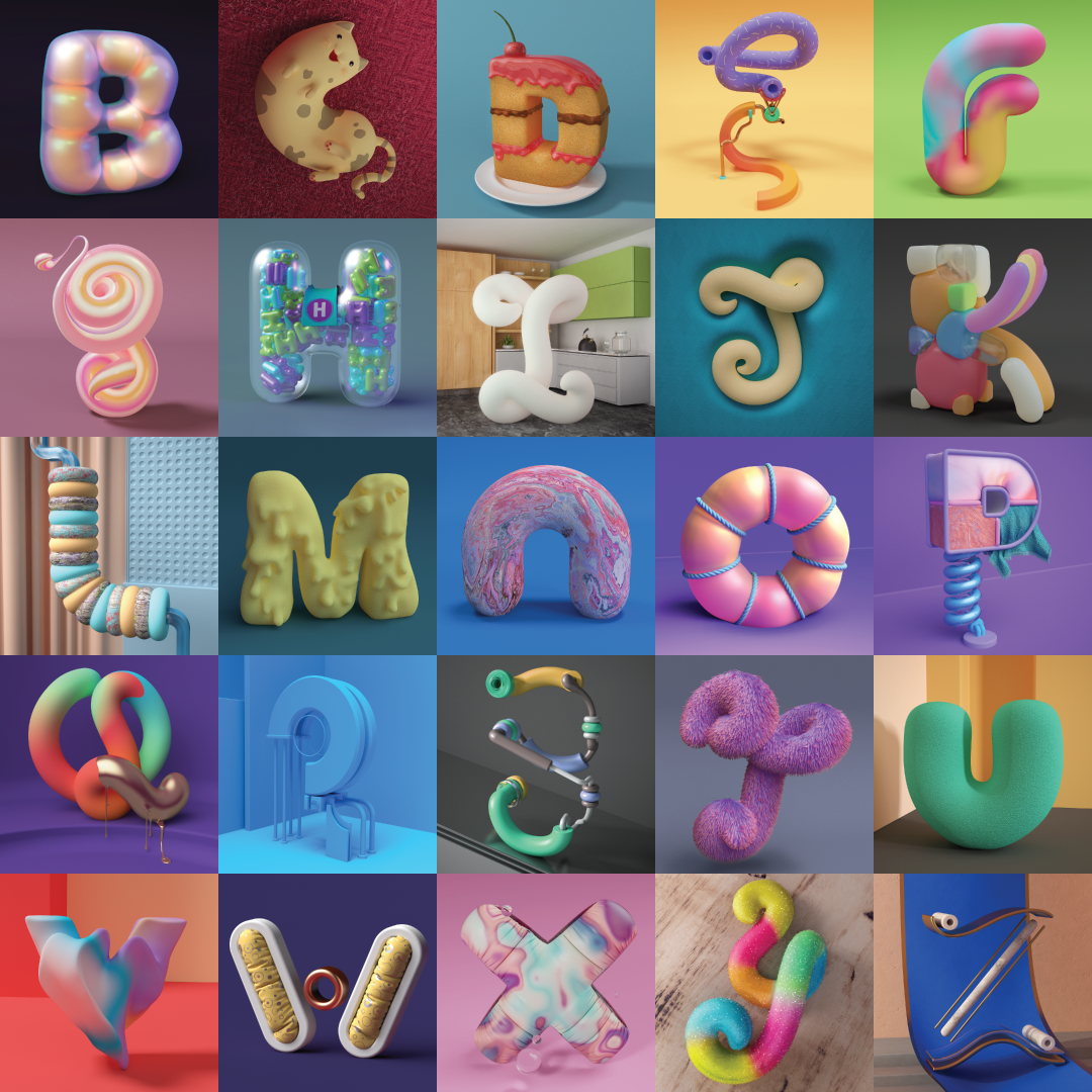 L'exploration de typographie en 3D par Jose Carlos