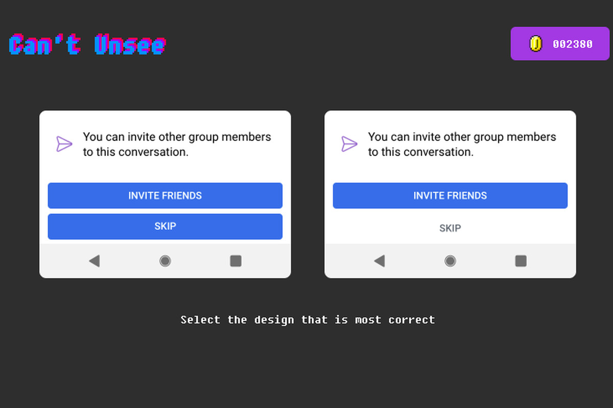 "Can't Unsee" : Un site amusant pour tester votre niveau en UI Design