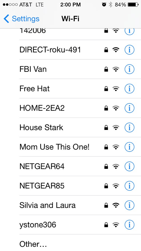 Des noms de réseaux Wifi plutôt inhabituels...