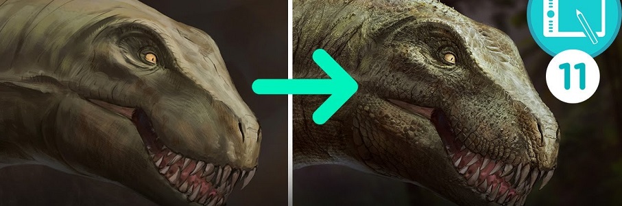 Série vidéo 3 : photobashing tête de dinosaure